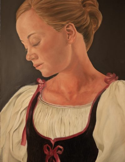 Girl with the pink bow tie dress